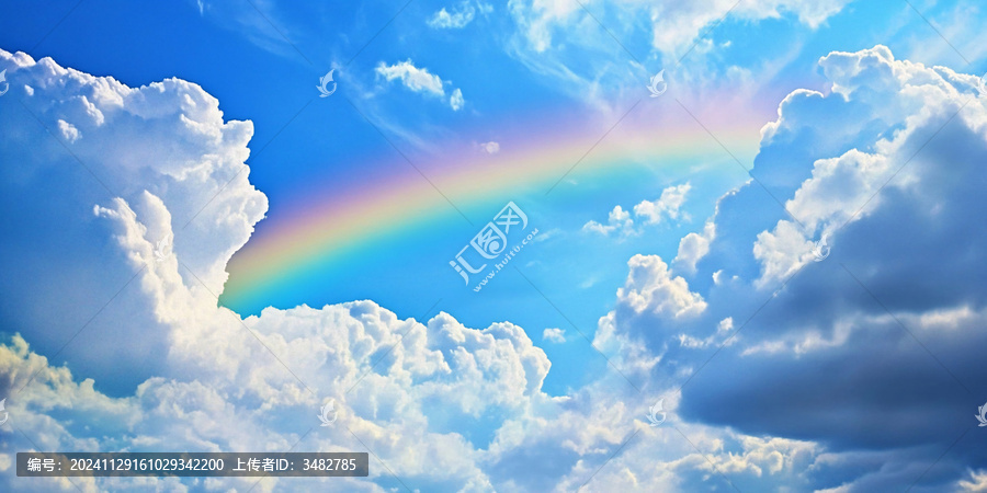 彩虹白云天空