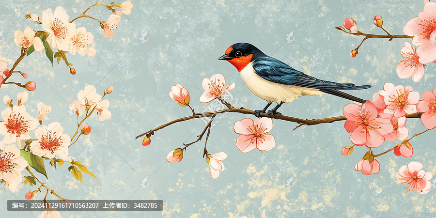 玉蘭花花鳥墻紙