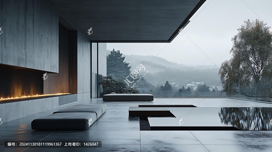 現(xiàn)代混凝土別墅的壯麗山景