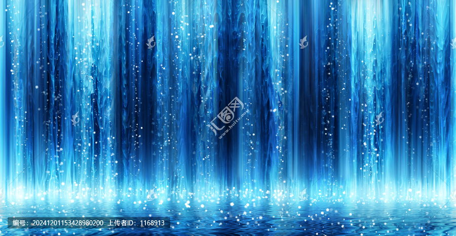 藍(lán)色發(fā)財瀑布背景墻
