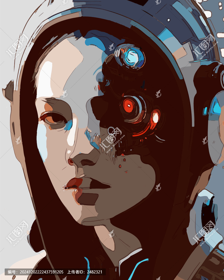 未來(lái)女機(jī)甲戰(zhàn)士源文件機(jī)械眼燙畫(huà)圖