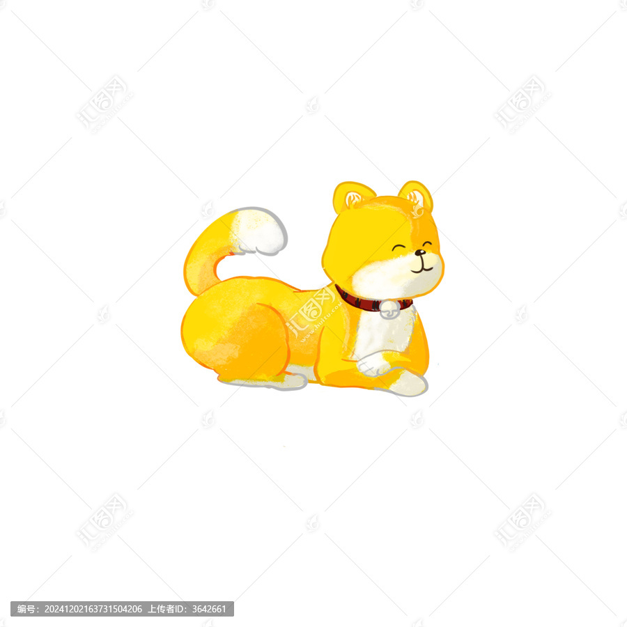 趴著的狗中華田園犬PNG免扣素材手繪插畫