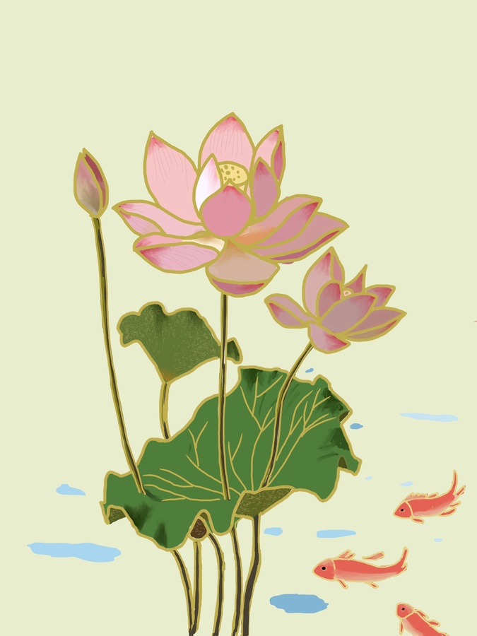 魚戲荷葉間