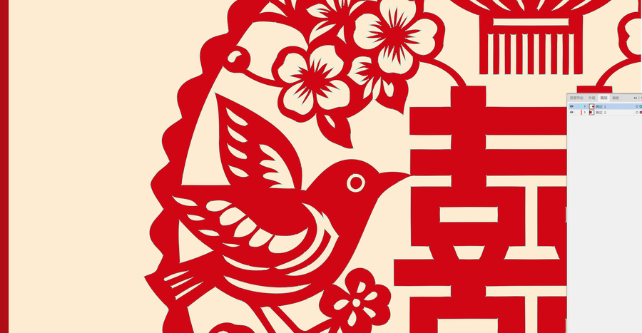 雙喜字剪紙窗花圖案