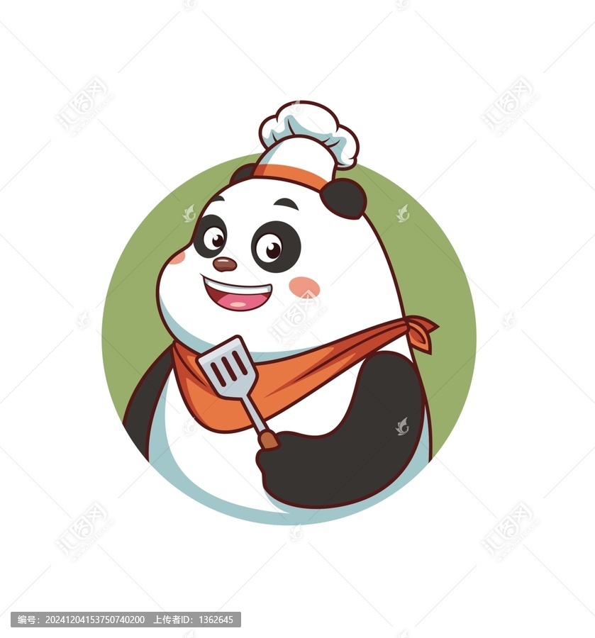 卡通可愛熊貓廚師頭像矢量圖