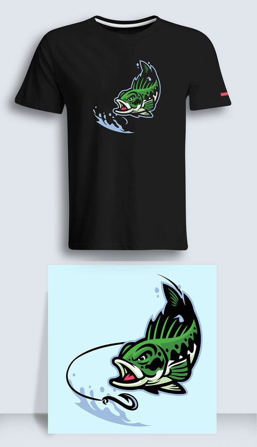 潮流插畫戶外露營釣魚服裝圖案設(shè)計