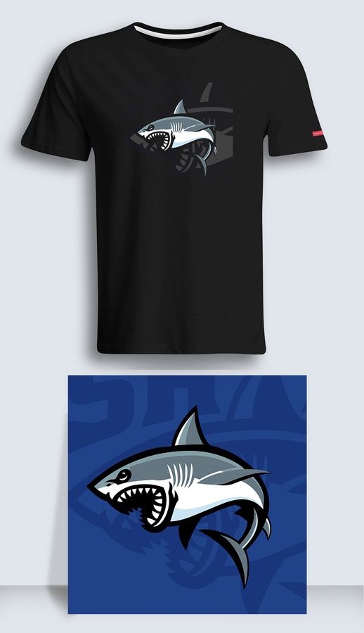 潮流插畫戶外露營(yíng)釣魚鯊魚海釣海洋服裝