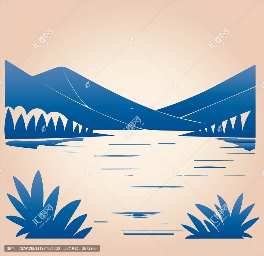 山水矢量插畫