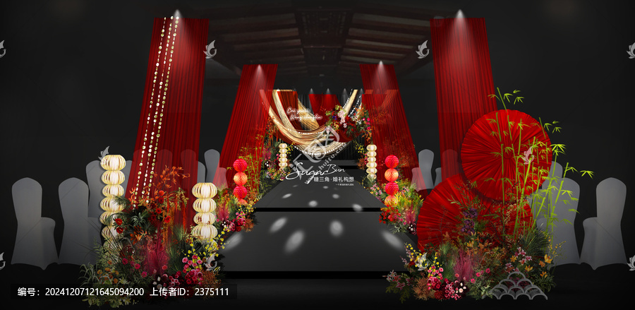 南洋風(fēng)紅色布幔新中式婚禮