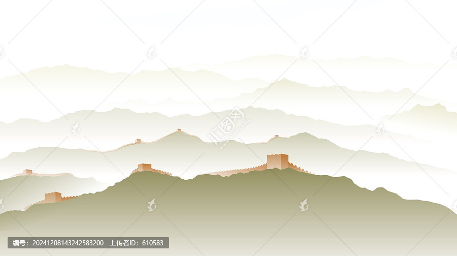 長城矢量水墨山水