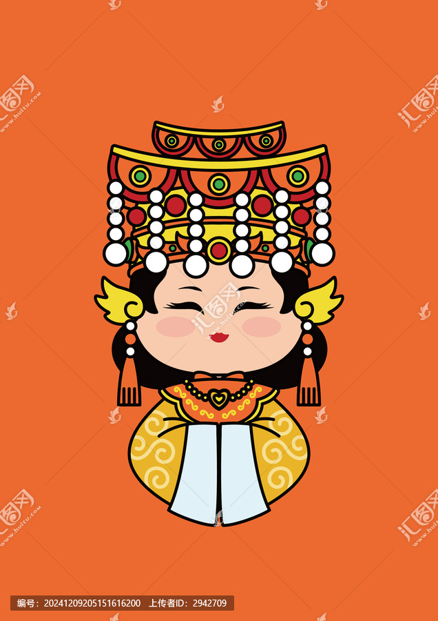媽祖王母娘娘卡通矢量插畫