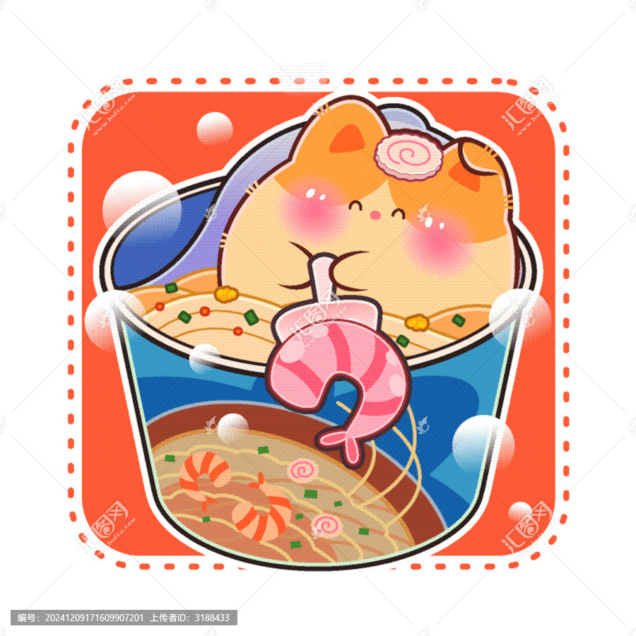 泡面卡通小動(dòng)物插畫(huà)