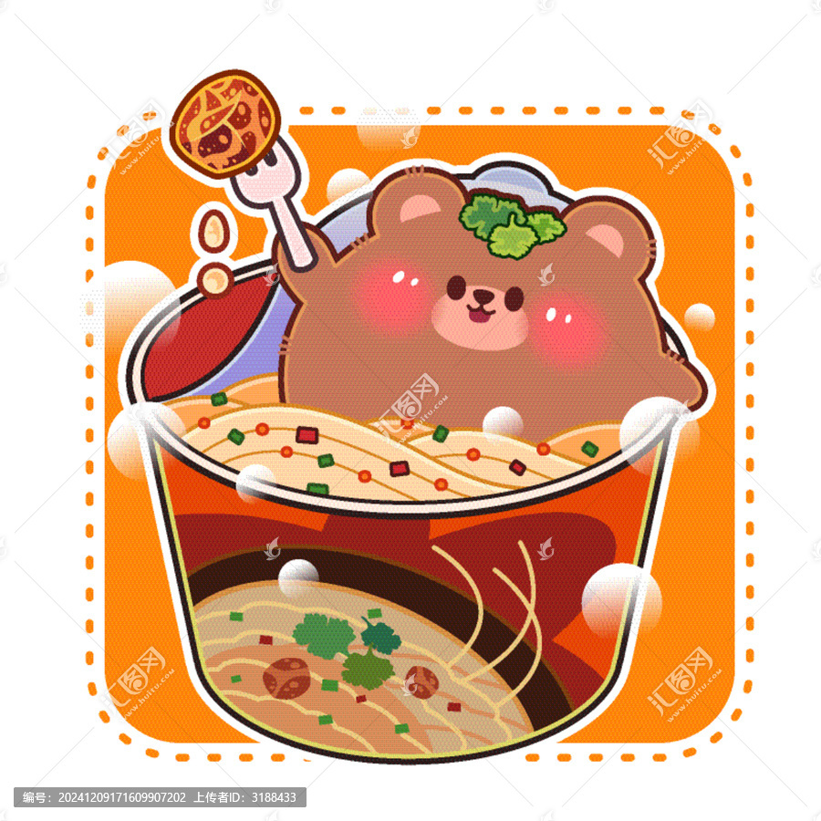 泡面卡通小動物插畫