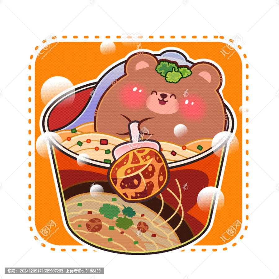 泡面卡通小動物插畫