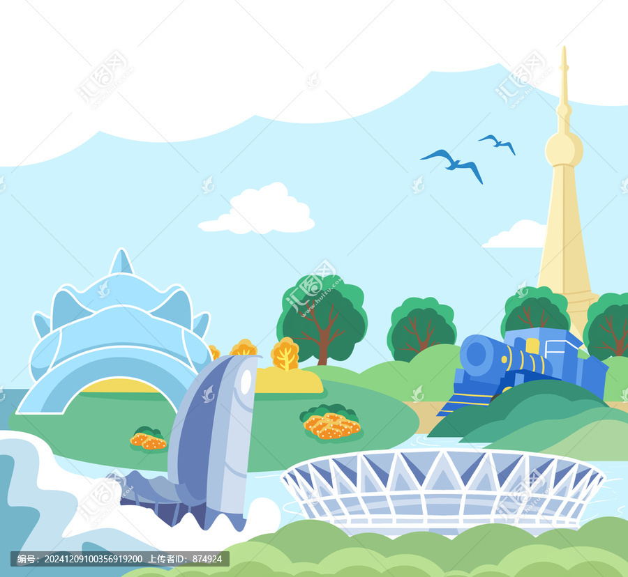 佛山地標(biāo)南海主題插畫