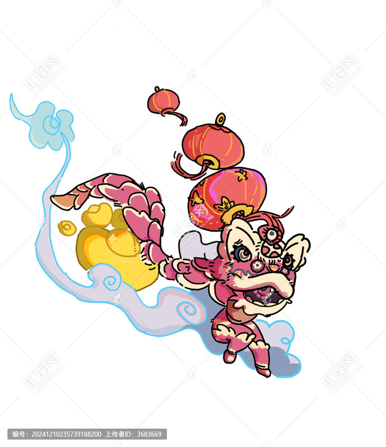 舞獅插畫