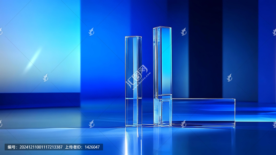 抽象藍(lán)色幾何水晶展示臺