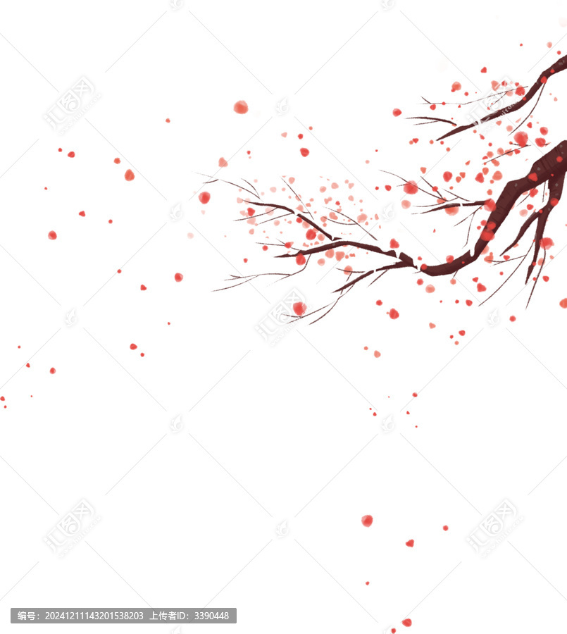 梅花元素畫(huà)面點(diǎn)綴裝飾插畫(huà)