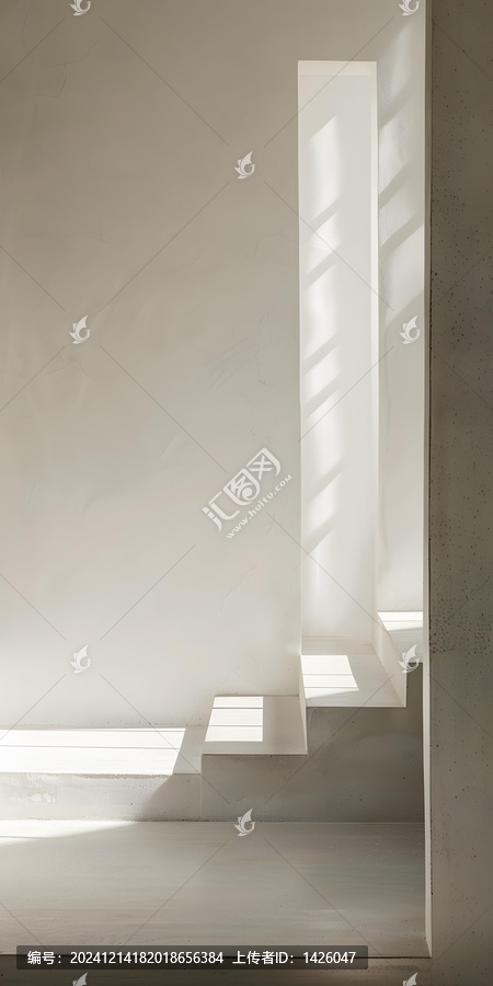 現(xiàn)代建筑中陽光照射下的水泥樓梯