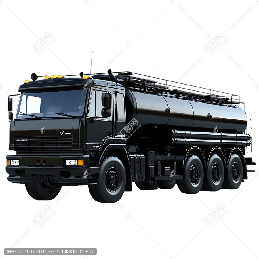 [免摳素材]黑色油罐車3D模型圖