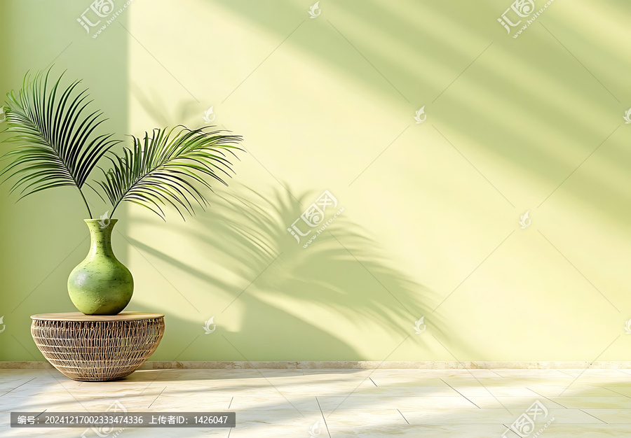 簡(jiǎn)約室內(nèi)設(shè)計(jì)與棕櫚葉花瓶