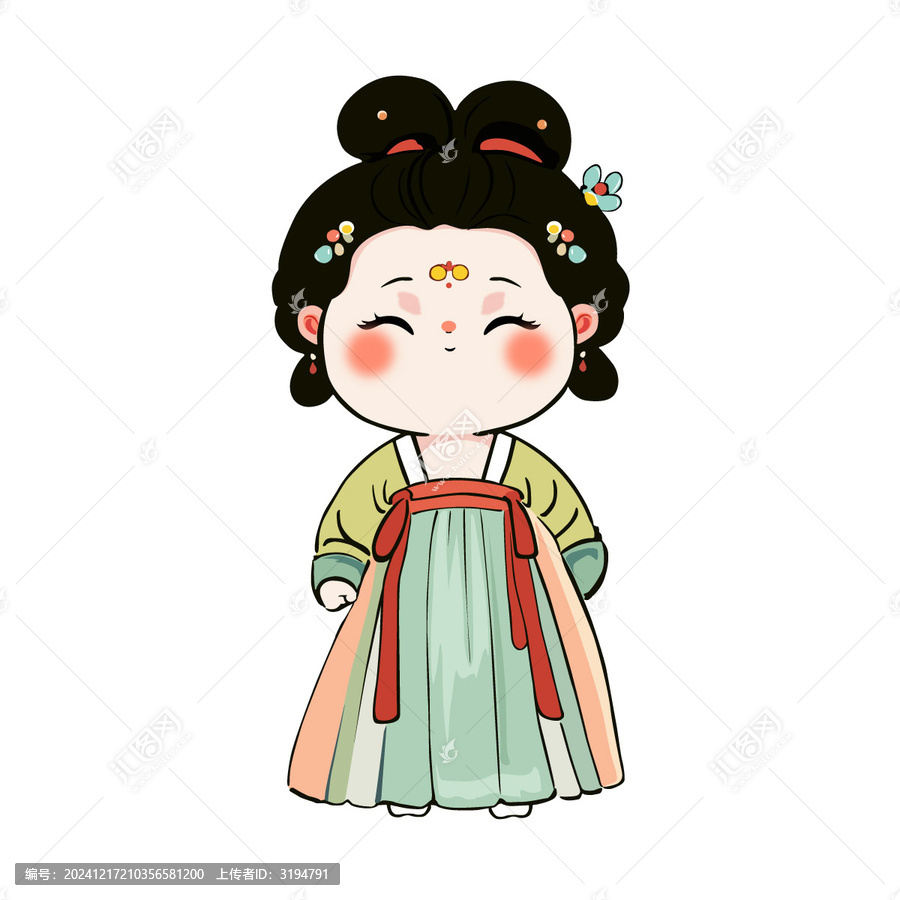 唐代仕女卡通矢量形象