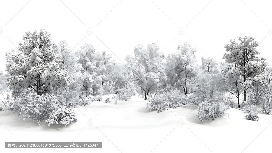 [免摳素材]冬季雪景森林插圖