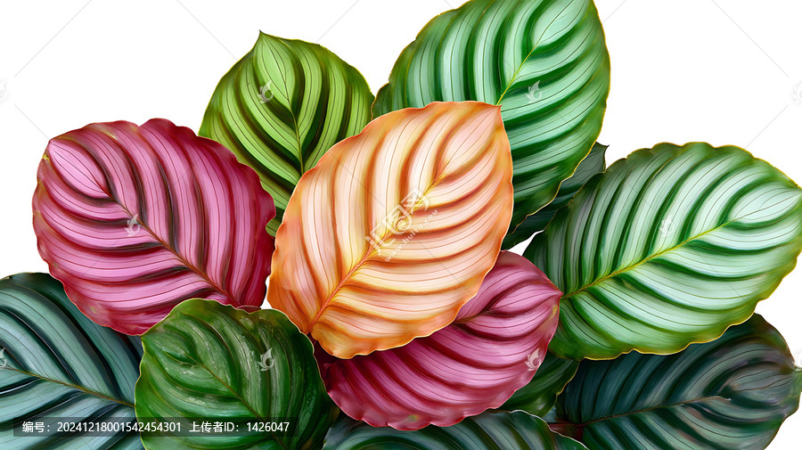 色彩斑斕的火鶴芋葉片組合