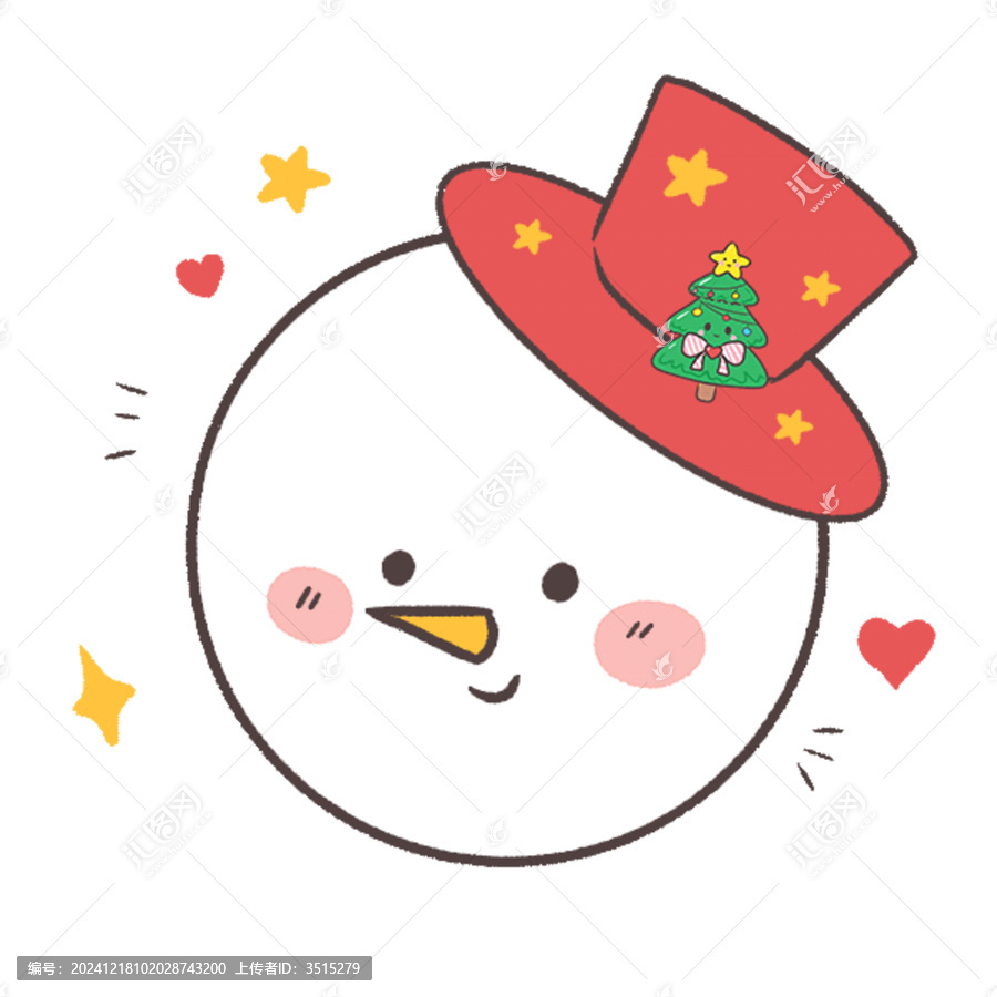 戴禮帽的小雪球卡通插畫