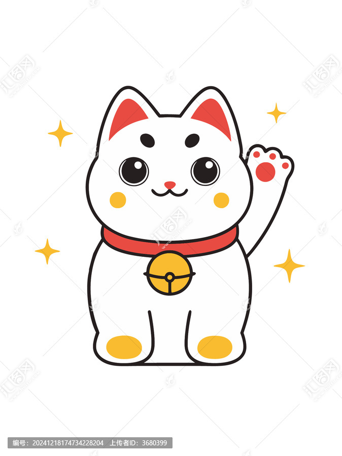 矢量簡約線條可愛招財貓