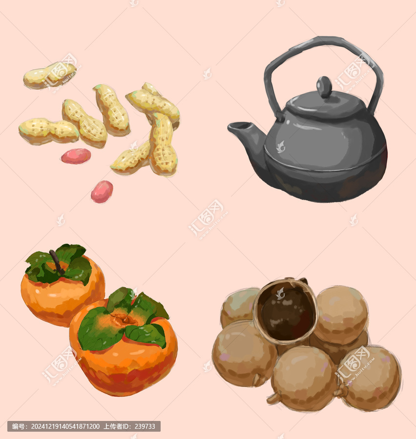 秋季圍爐煮茶繪畫素材