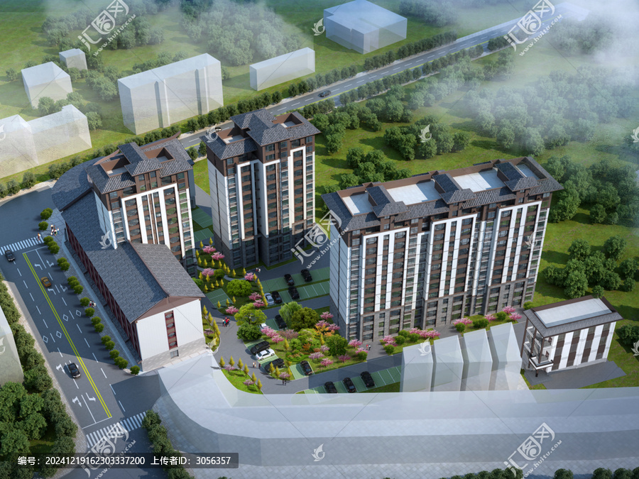 現(xiàn)代住宅小區(qū)鳥瞰圖
