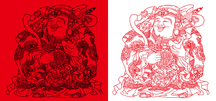 國潮手繪禧神