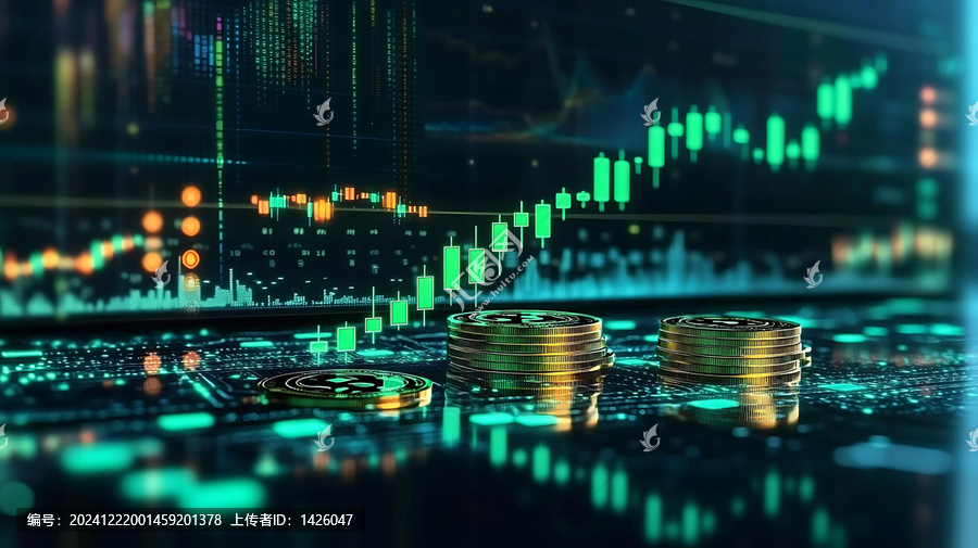 加密貨幣投資增長數(shù)字硬幣插圖