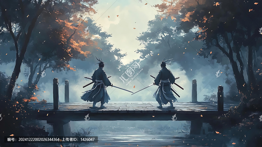 朦朧林間武士決斗