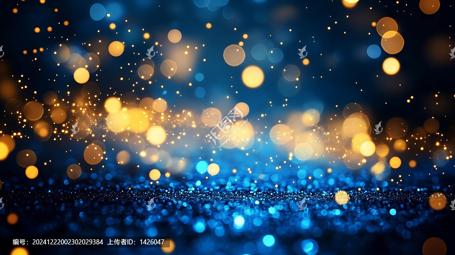 藍色金光閃耀的抽象背景圖