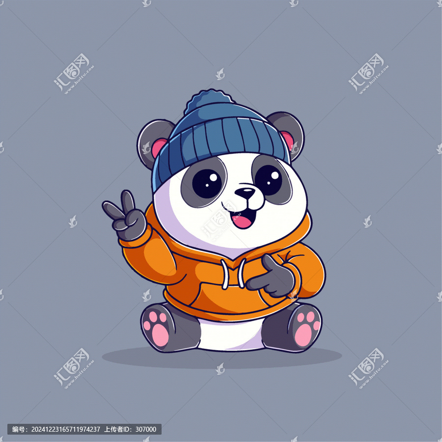 可愛(ài)熊貓冷帽冬裝矢量Q版卡通插畫