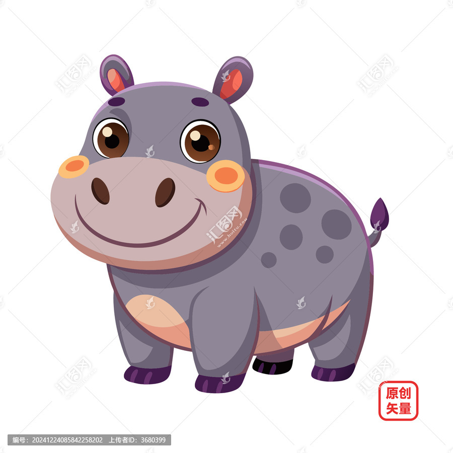 矢量插畫(huà)動(dòng)物可愛(ài)河馬