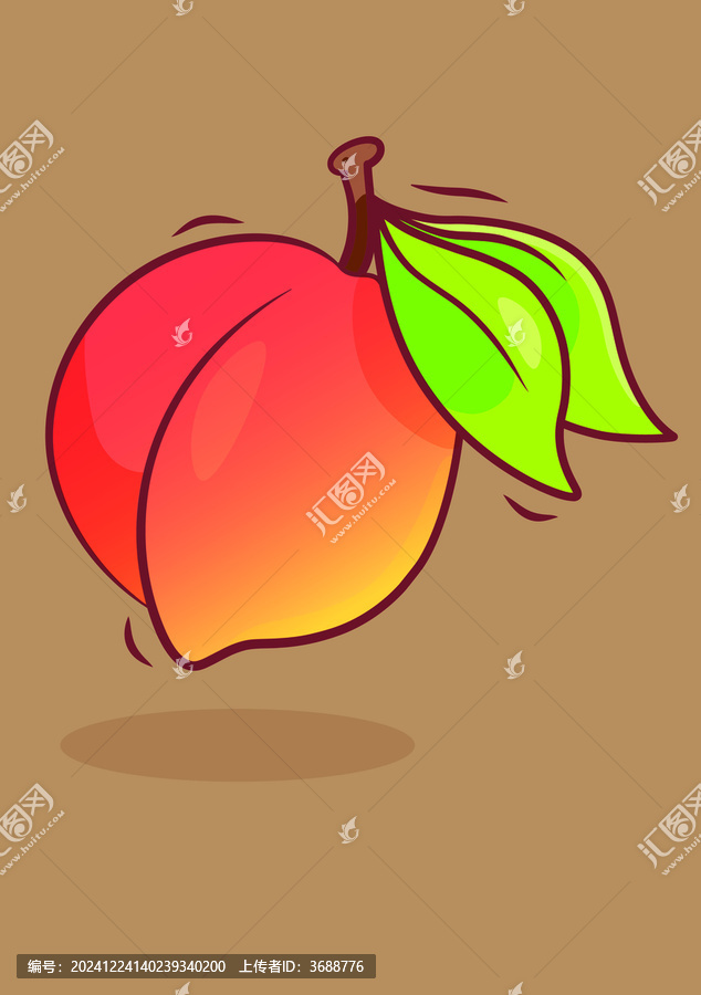 桃子矢量圖手繪插畫