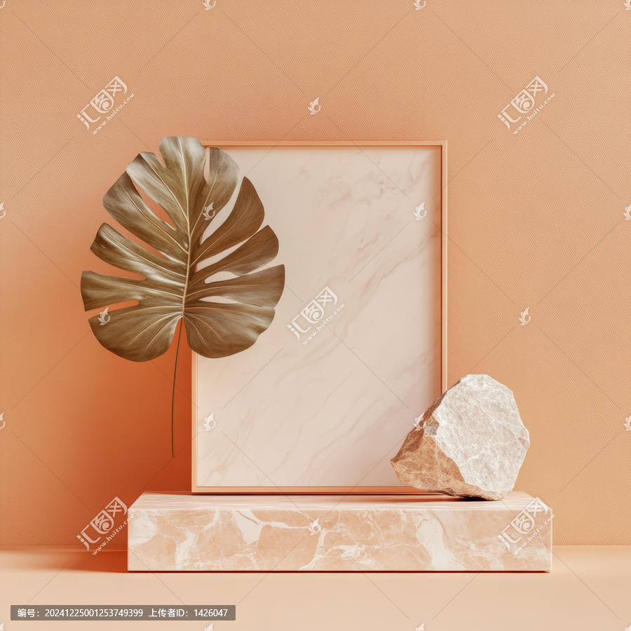 極簡風(fēng)格展示臺(tái)設(shè)計(jì)與葉子