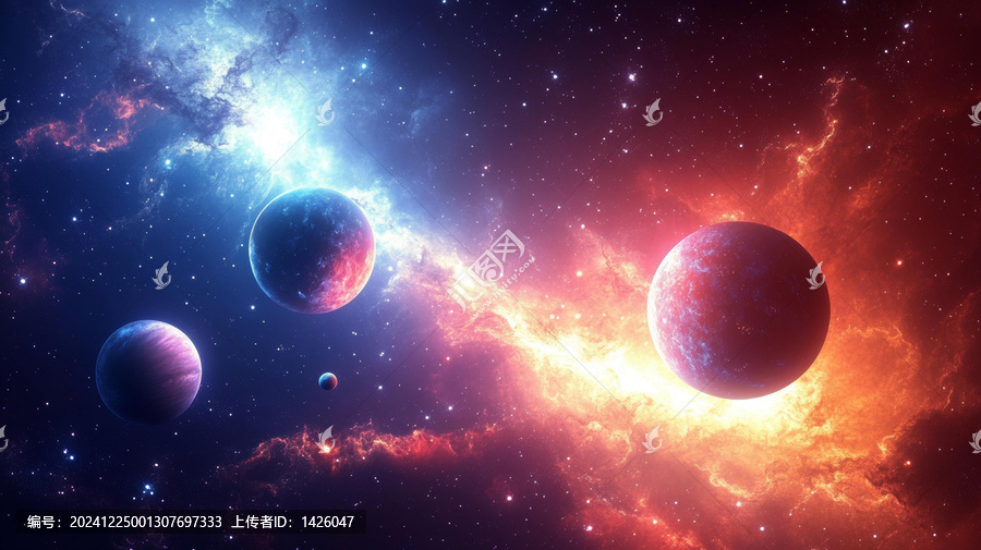宇宙星云和行星的壯麗景象