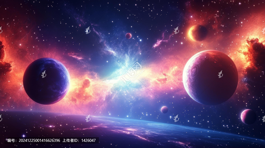 宇宙星云和行星的絢麗色彩