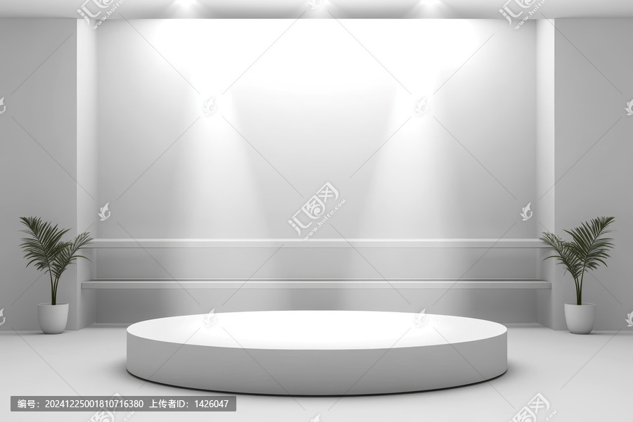 現(xiàn)代簡(jiǎn)約白色圓形展示臺(tái)背景