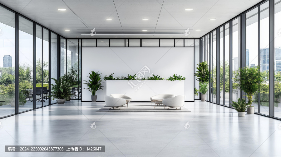現(xiàn)代辦公大廳全景視野