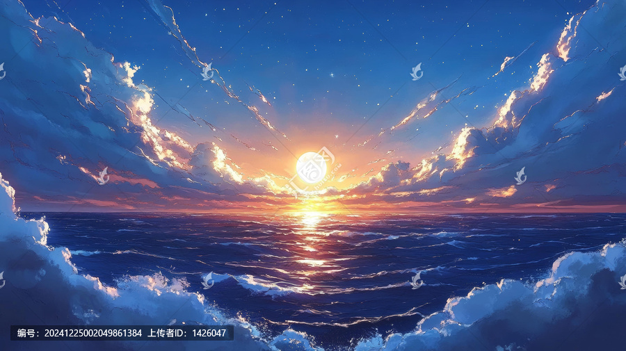 大海上的絢麗夕陽