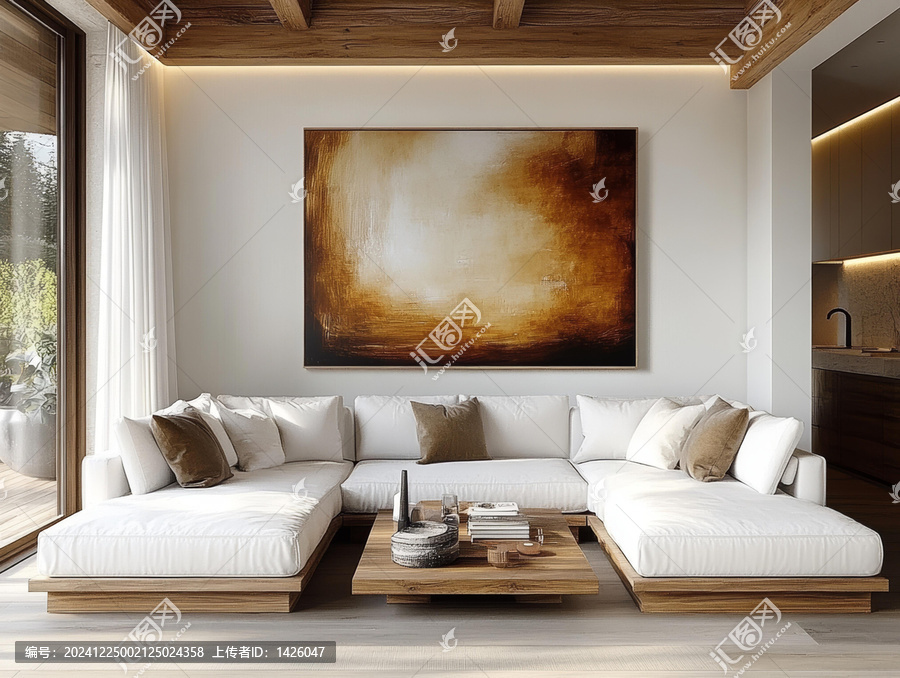 現(xiàn)代極簡風(fēng)格客廳設(shè)計與抽象藝術(shù)作品