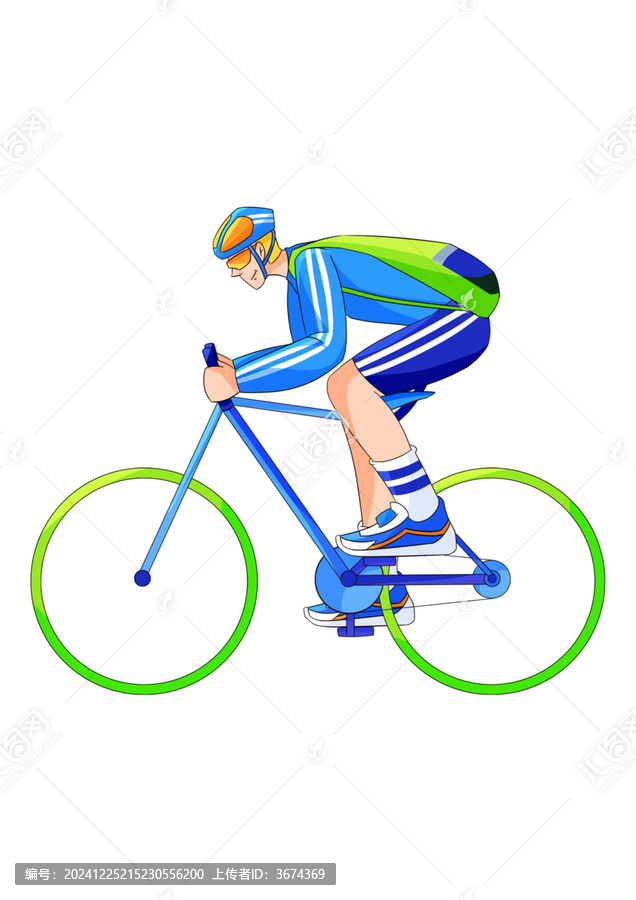 扁平風騎行公路賽插畫人物元素素材