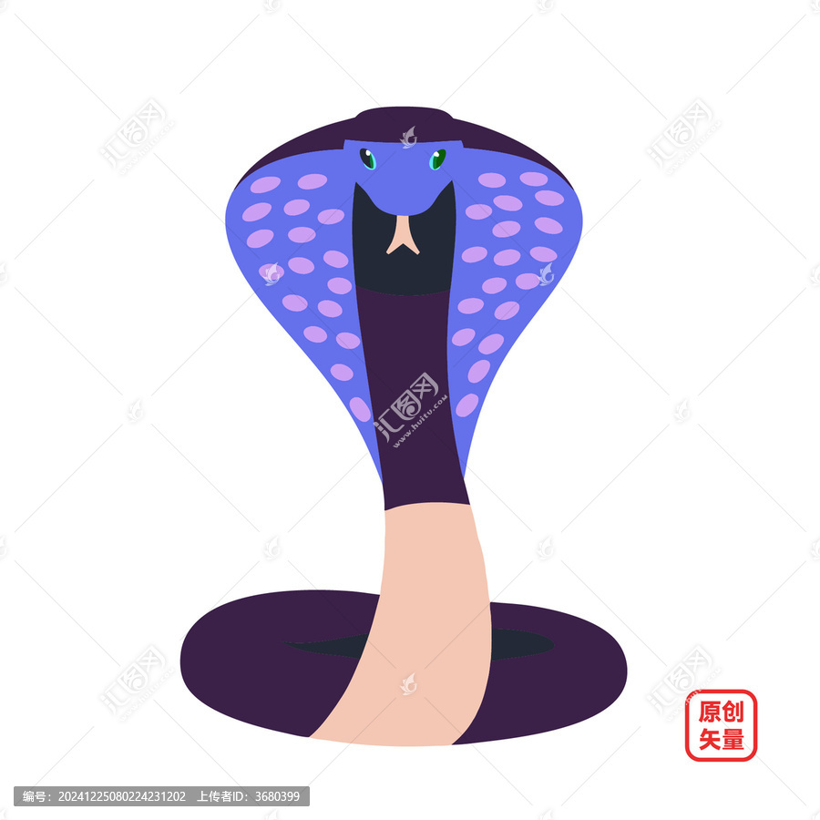 矢量插畫動物簡約藍色眼鏡蛇