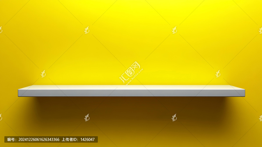 黃色背景上的白色擱板