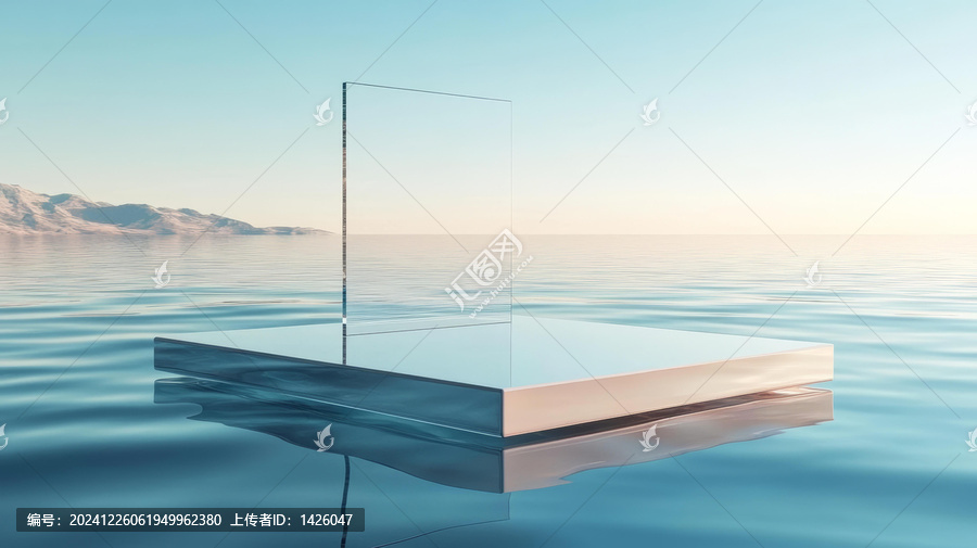 現(xiàn)代抽象玻璃和金屬平臺(tái)水上展示